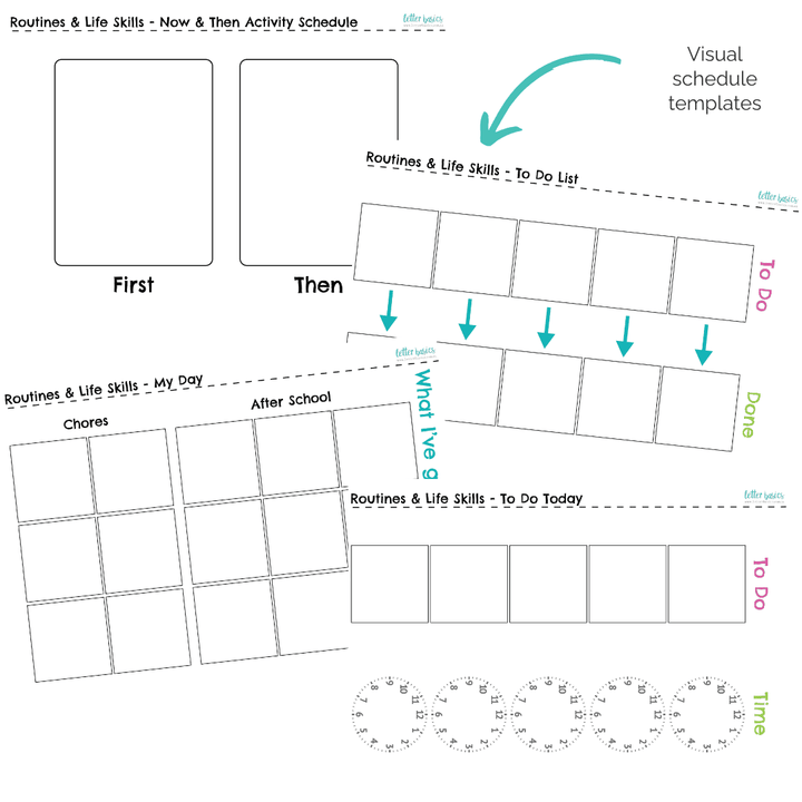 visual schedules and templates