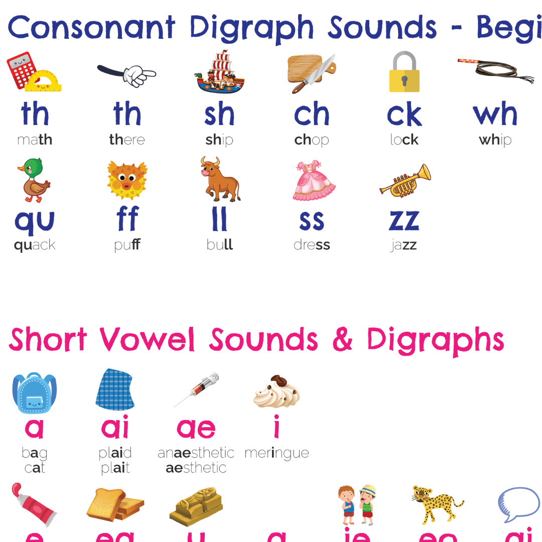 Phonics Spelling and Digraphs Reference Guides