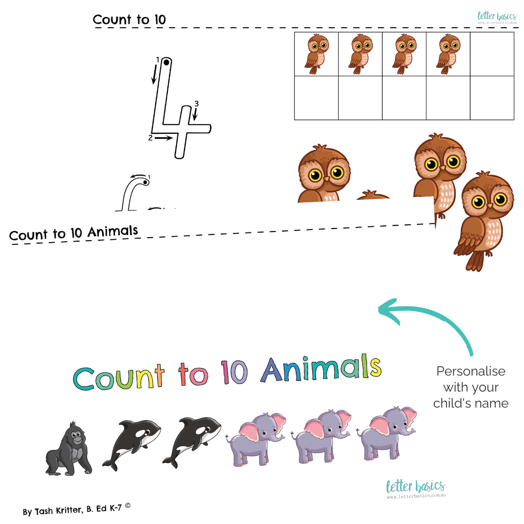 count to 10 with 10 frames and tracing activities